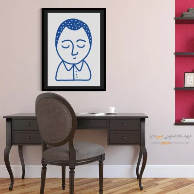 خرید تابلو مینیمال چهره مدرن برای دیوار طوسی - خیره‌کننده – تابلو چهره - اسپو دکور