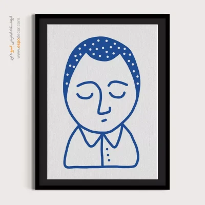 خرید تابلو مینیمال چهره مدرن برای دیوار طوسی - خیره‌کننده – تابلو چهره - اسپو دکور