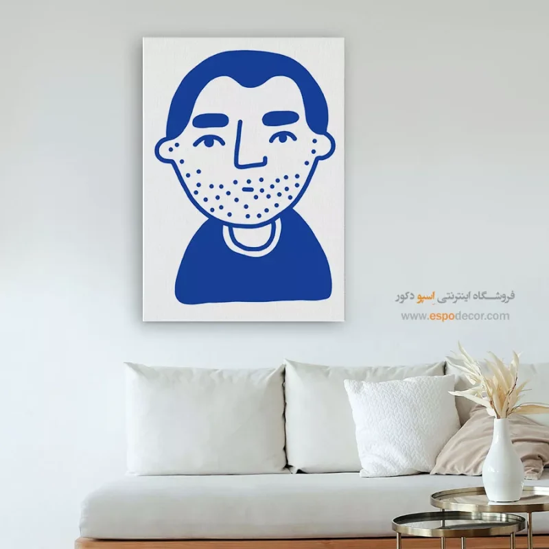 خرید تابلو مینیمال چهره بدون قاب برای دیوار طوسی
