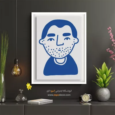 خرید تابلو مینیمال چهره بدون قاب برای دیوار طوسی - بیکران – تابلو چهره - اسپو دکور
