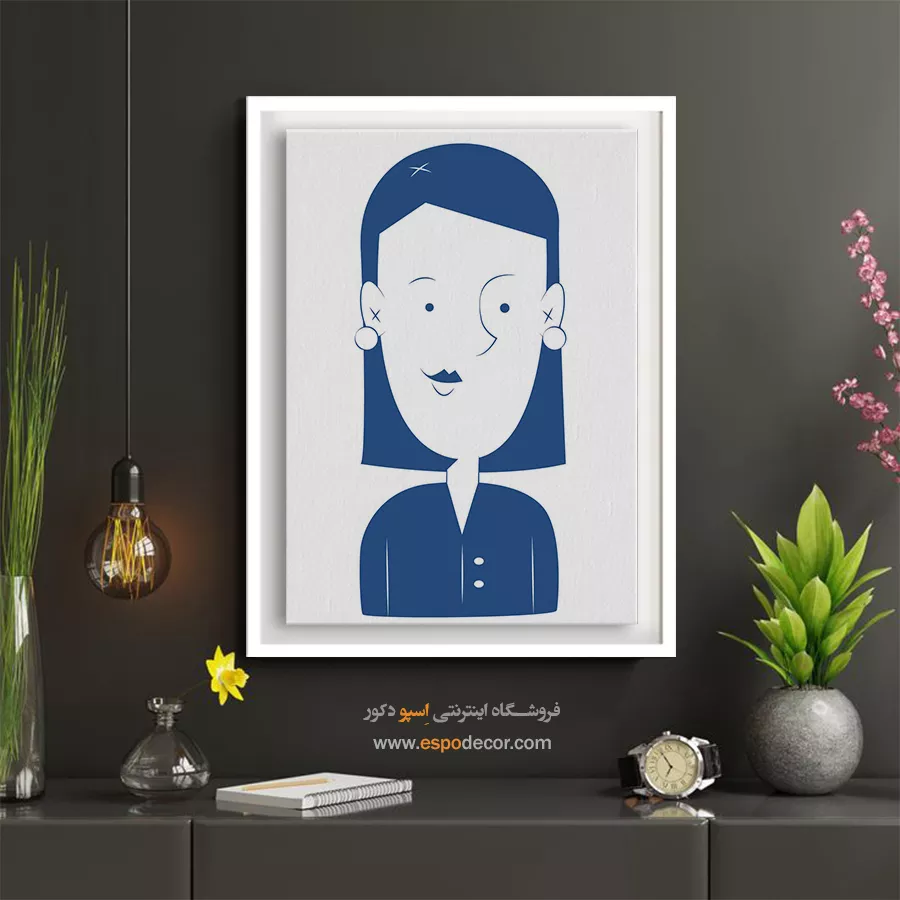 خرید تابلو پرتره هنری برای پذیرایی - خوشبختی – تابلو چهره - اسپو دکور