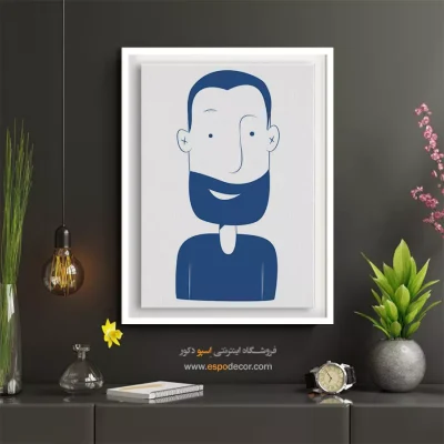 خرید تابلو مینیمال چهره هنری برای گالری - لبخند – تابلو چهره - اسپو دکور