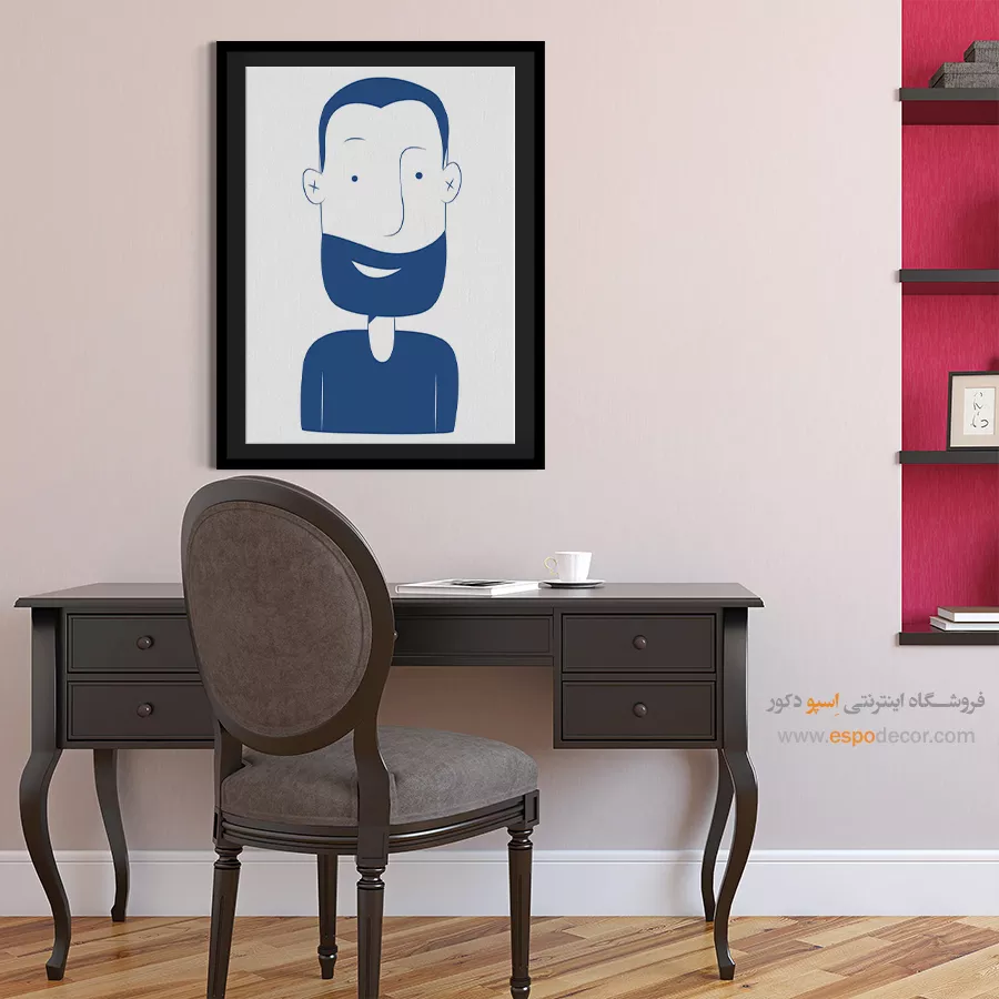 خرید تابلو مینیمال چهره هنری برای گالری - لبخند – تابلو چهره - اسپو دکور