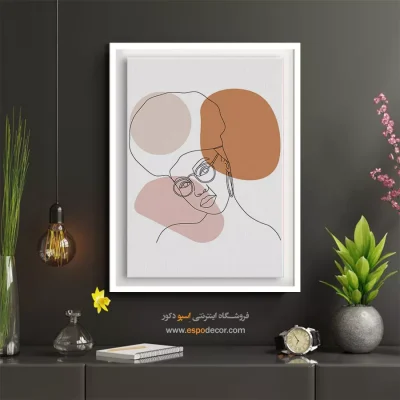 تابلو صورت خطی برای نشیمن - رنگین – تابلو چهره - اسپو دکور