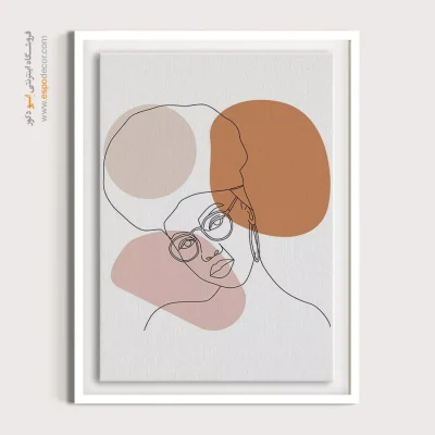 تابلو صورت خطی برای نشیمن - رنگین – تابلو چهره - اسپو دکور