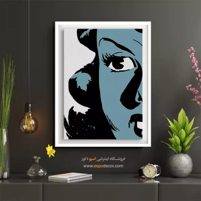 تابلو مینیمال چهره خاص برای دیوار طوسی - شکوفایی – تابلو چهره - اسپو دکور