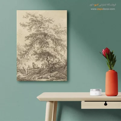خرید تابلو بوم نقاشی دریاچه و جنگل