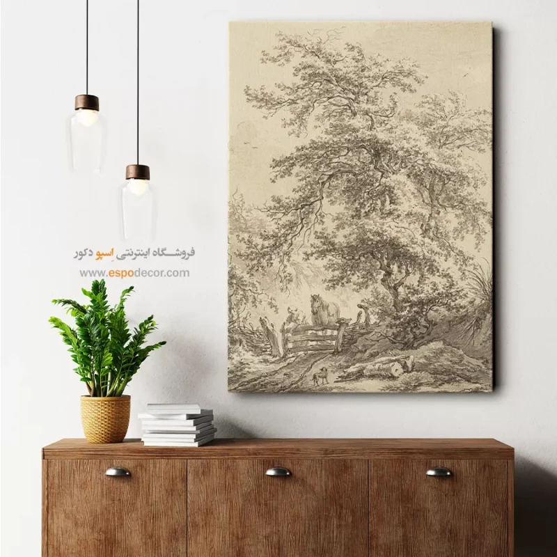 خرید تابلو بوم نقاشی دریاچه و جنگل