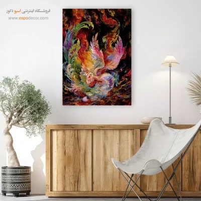 تابلو بوم آخرین نفس ققنوس اثر استاد فرشچیان,تابلو