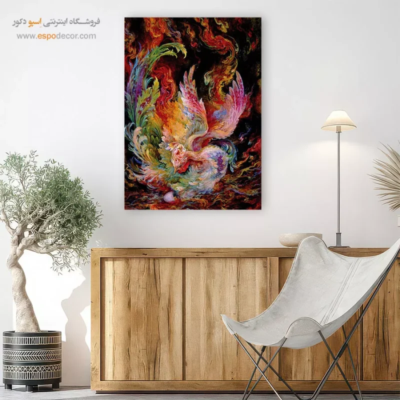 تابلو بوم آخرین نفس ققنوس اثر استاد فرشچیان,تابلو