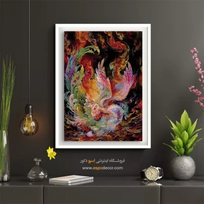 تابلو آخرین نفس ققنوس فرشچیان - آخرین نفس ققنوس – تابلو نقاشی های استاد فرشچیان - اسپو دکور