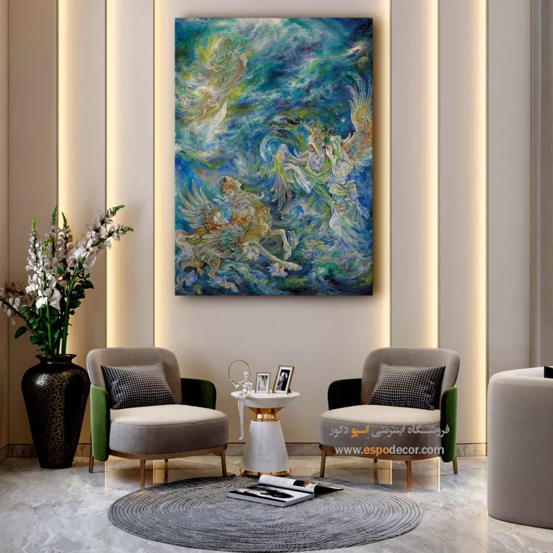 تابلو بوم آسمان چهارم (معراج) اثر استاد فرشچیان,تابلو