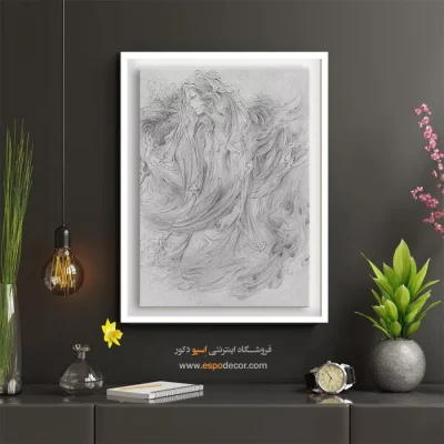طراحی، سیاه قلم، مینیمال، خلوص خط، تک‌رنگ - مطالعه 1 – تابلو نقاشی های استاد فرشچیان - اسپو دکور