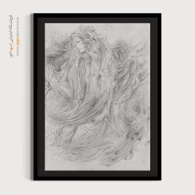 طراحی، سیاه قلم، مینیمال، خلوص خط، تک‌رنگ - مطالعه 1 – تابلو نقاشی های استاد فرشچیان - اسپو دکور