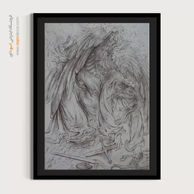 ندامت، صلح، شمشیر شکسته، فرشته تسلیم، سجده - مطالعه 6 – تابلو نقاشی های استاد فرشچیان - اسپو دکور