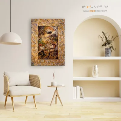 تابلو بوم مبارزه با شیطان درون اثر استاد فرشچیان,تابلو