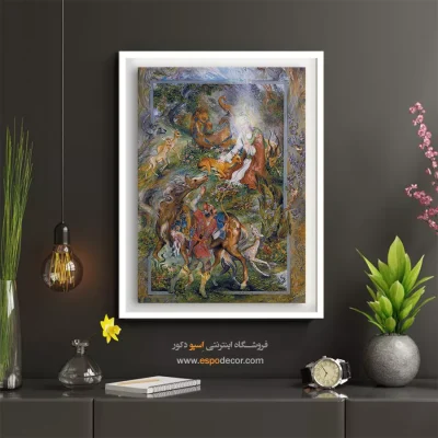 تابلوی ضامن آهو فرشچیان - ضامن اهو (امام رضا) – تابلو نقاشی های استاد فرشچیان - اسپو دکور