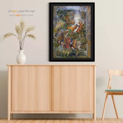 تابلوی ضامن آهو فرشچیان - ضامن اهو (امام رضا) – تابلو نقاشی های استاد فرشچیان - اسپو دکور