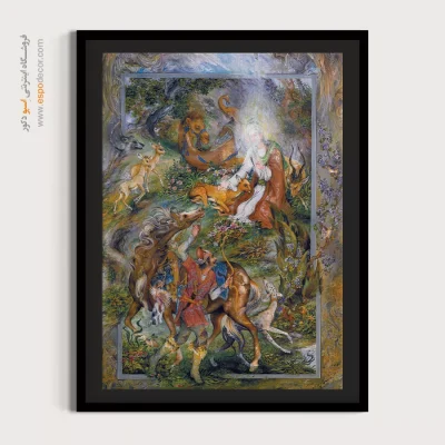 تابلوی ضامن آهو فرشچیان - ضامن اهو (امام رضا) – تابلو نقاشی های استاد فرشچیان - اسپو دکور