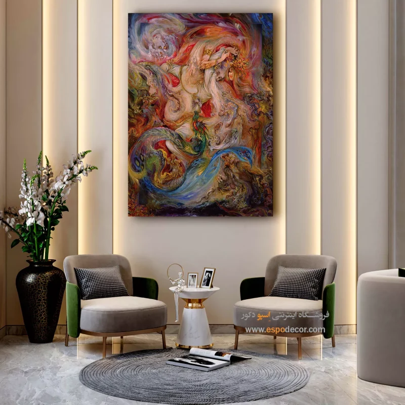 بوم کنواس به دام افتاده اثر استاد فرشچیان,تابلو