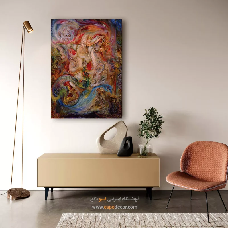 بوم کنواس به دام افتاده اثر استاد فرشچیان,تابلو