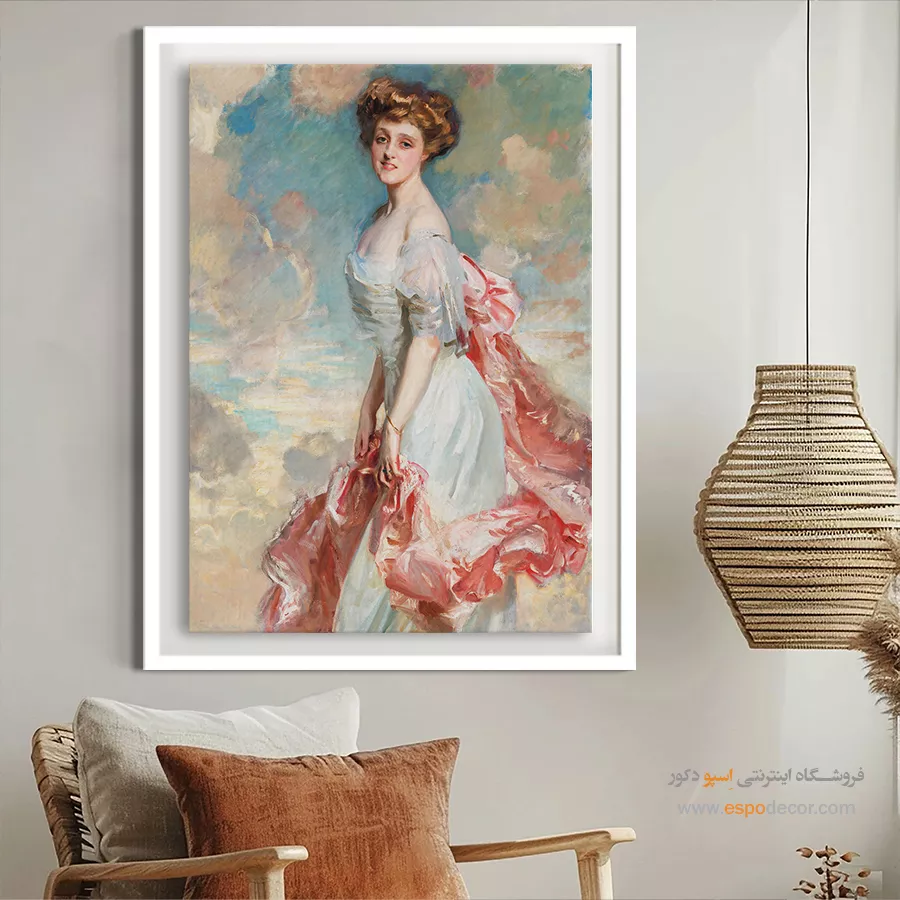 تابلو لباس لاکچری برای دیوار پذیرایی - خانم گریس وودهاوس – تابلو فشن - اسپو دکور