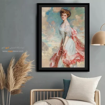 تابلو لباس لاکچری برای دیوار پذیرایی - خانم گریس وودهاوس – تابلو فشن - اسپو دکور