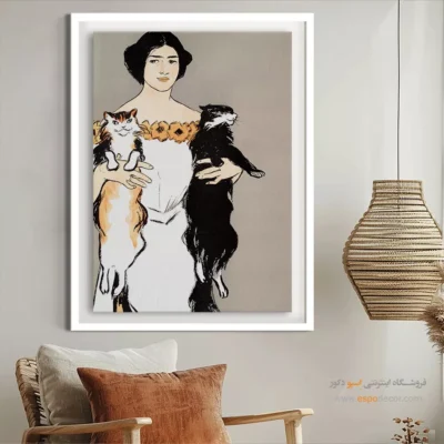 تابلو catwalk الهام‌گرفته از مد - زن و گربه – تابلو فشن - اسپو دکور