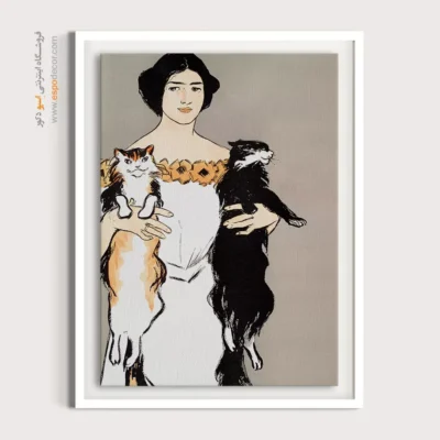 تابلو catwalk الهام‌گرفته از مد - زن و گربه – تابلو فشن - اسپو دکور