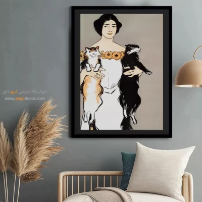 تابلو catwalk الهام‌گرفته از مد - زن و گربه – تابلو فشن - اسپو دکور