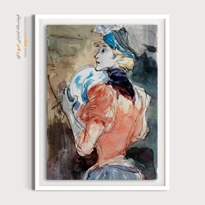 تابلو فشن برای علاقه‌مندان به مد - زنی با بشقاب در دست – تابلو فشن - اسپو دکور