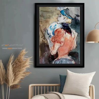 تابلو فشن برای علاقه‌مندان به مد - زنی با بشقاب در دست – تابلو فشن - اسپو دکور