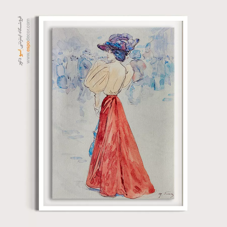 تابلو استایل خاص برای دیوار پذیرایی - شیک با دامن قرمز – تابلو فشن - اسپو دکور