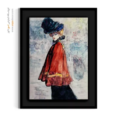 تابلو استایل زنانه خلاقانه برای دکور خانه - شیک با شنل قرمز – تابلو فشن - اسپو دکور