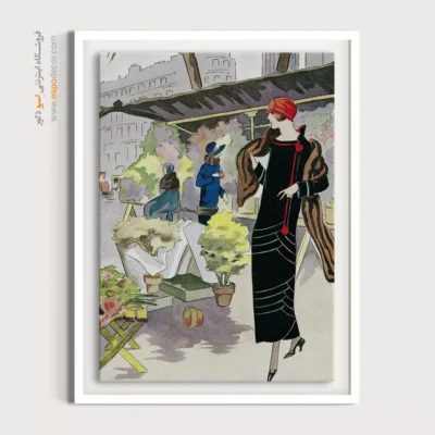 تابلو استایل زنانه کلاسیک برای کادو تولد - لباس مشکی مخملی – تابلو فشن - اسپو دکور