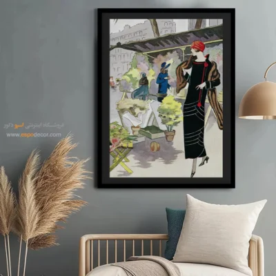 تابلو استایل زنانه کلاسیک برای کادو تولد - لباس مشکی مخملی – تابلو فشن - اسپو دکور