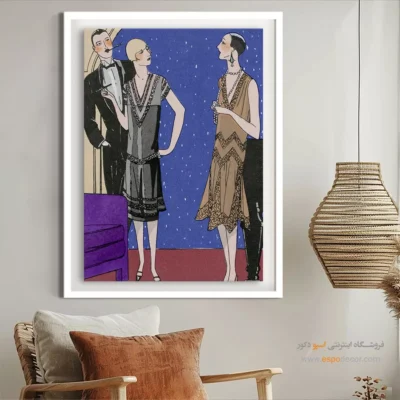 تابلو اتاق خواب فشن شیک برای علاقه‌مندان به مد - طراحی لباس شب – تابلو فشن - اسپو دکور