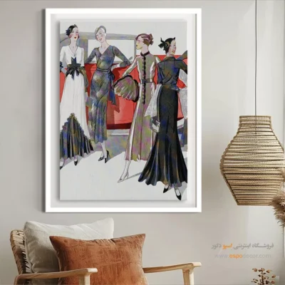 خرید تابلو برای اتاق خواب مدرن - چهار زن با ماشین – تابلو فشن - اسپو دکور