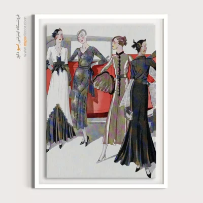 خرید تابلو برای اتاق خواب مدرن - چهار زن با ماشین – تابلو فشن - اسپو دکور