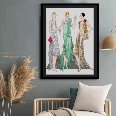 تابلو مدرن خاص برای دیوار اتاق - لباس شب با تور – تابلو فشن - اسپو دکور