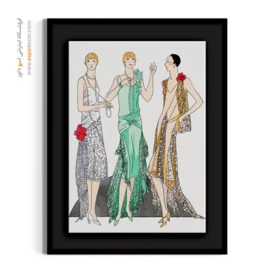 تابلو مدرن خاص برای دیوار اتاق - لباس شب با تور – تابلو فشن - اسپو دکور