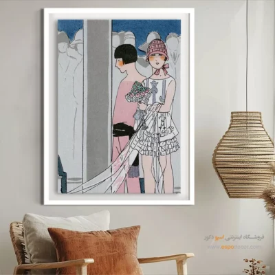 تابلو لباس خاص برای دیوار پذیرایی - نقره ای و سفید – تابلو فشن - اسپو دکور