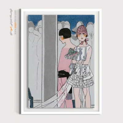 تابلو لباس خاص برای دیوار پذیرایی - نقره ای و سفید – تابلو فشن - اسپو دکور