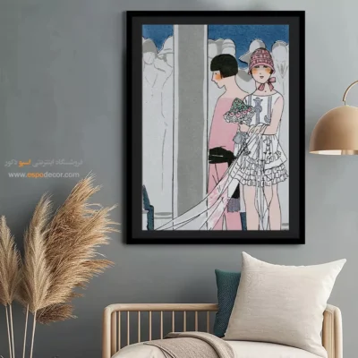 تابلو لباس خاص برای دیوار پذیرایی - نقره ای و سفید – تابلو فشن - اسپو دکور