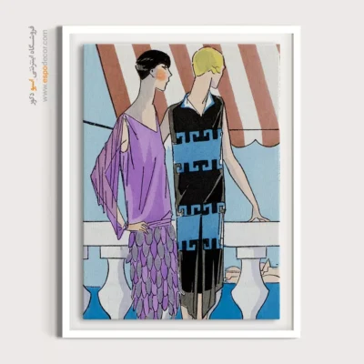 تابلو لباس برای دیوار پذیرایی - دو زن با لباس تابستانی – تابلو فشن - اسپو دکور