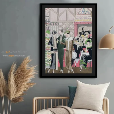 تابلو لباس مجلسی زنانه فانتزی برای اتاق نوجوان - در یک رستوران – تابلو فشن - اسپو دکور