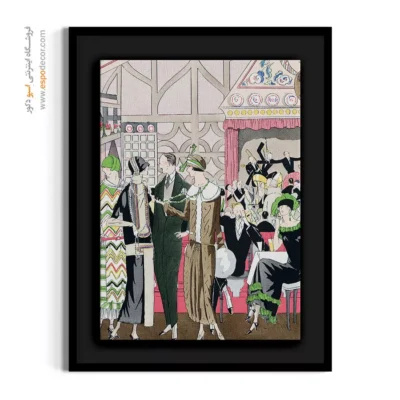 تابلو لباس مجلسی زنانه فانتزی برای اتاق نوجوان - در یک رستوران – تابلو فشن - اسپو دکور