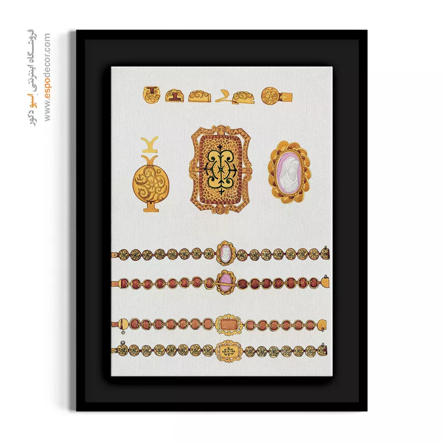 تابلو مد و فشن دخترانه برای دیوار پذیرایی - دستبند طلا – تابلو فشن - اسپو دکور