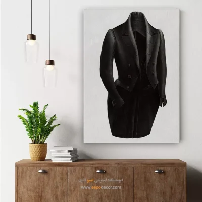 تابلو طراحی لباس زنانه خلاقانه برای کادو تولد - کت بلند ولف – تابلو فشن - اسپو دکور