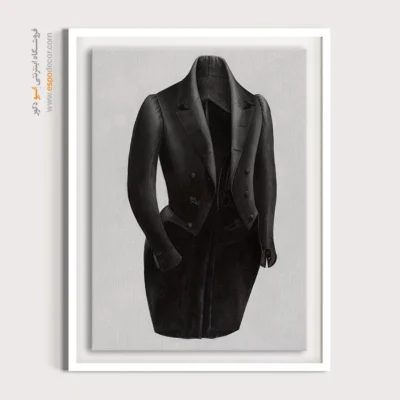 تابلو طراحی لباس زنانه خلاقانه برای کادو تولد - کت بلند ولف – تابلو فشن - اسپو دکور